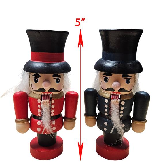 Pair of 5" Nutcracker Soldier Figurine Wooden Christmas Decor Christmas Holiday - Picture 6 of 6
